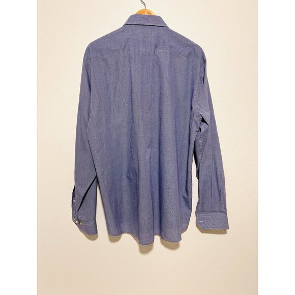 Gianni Verdelli Dress Shirt Men 18/45 Blue Checked Italy Cotton Classic - Picture 2 of 6